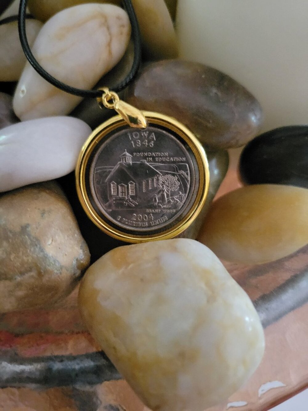 2004 Iowa State Quarter Pendant (Handcrafted Resin), Teacher Gift